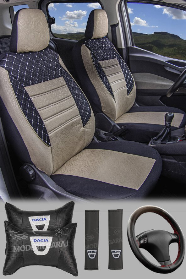 ModernGaraj Dacia Duster, Sandero, Logan, Solenza Uyumlu Yastık Kemer Gof Oto Koltuk KılıfSeti ürün görseli 1