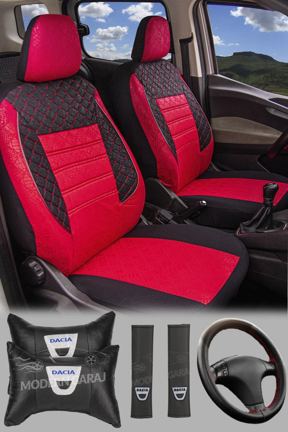 ModernGaraj Dacia Duster, Sandero, Logan, Solenza Uyumlu Yastık Kemer Gof Oto Koltuk KılıfSeti ürün görseli 1
