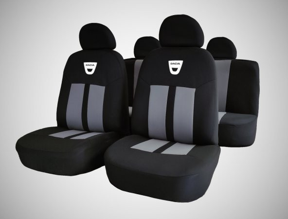 Dacia Logolu Koltuk Kılıfı Siyah-Gri ( Logan, Solenza, Sandero ) Uyumlu ürün görseli 1