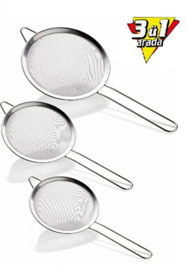 Paslanmaz Çelik Süzgeç 3 Lü (12cm 14cm 16cm) ürün görseli 1