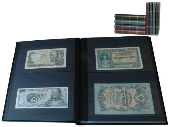 Leuchtturm Asitsiz Lüks Kağıt Para Albümü, Siyah Zemin, ürün görseli 1
