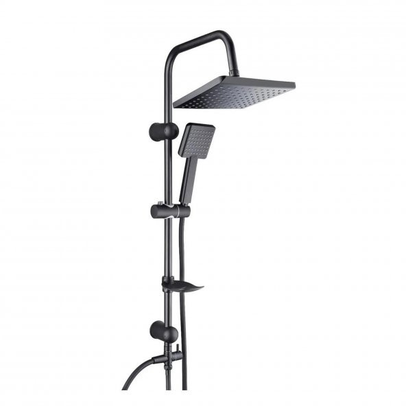 Tema 53243-2M Rain Tetra Mat Siyah Sürgülü Duş Seti ürün görseli 1