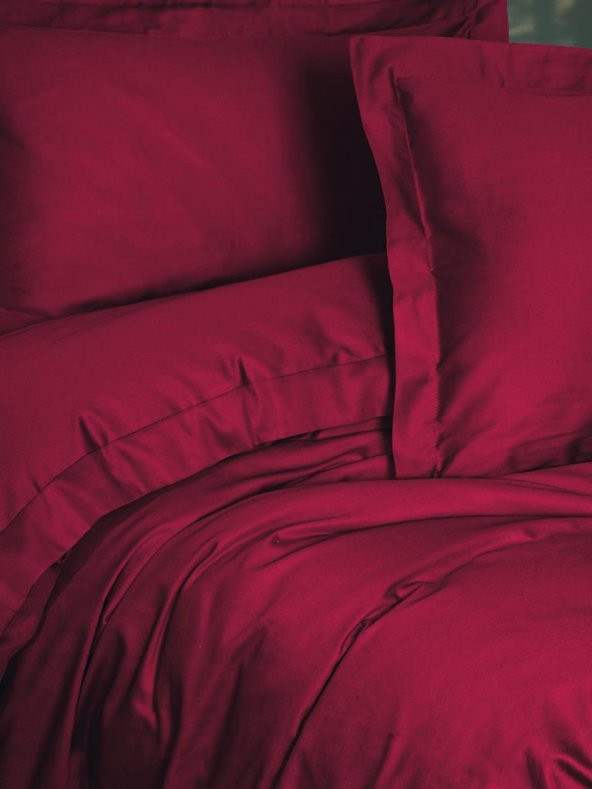 Cotton Box Elegant Bordo Çift Kişilik Saten Nevresim Takımı ürün görseli 1