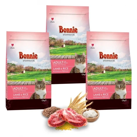 Bonnie Kuzu Etli Yetişkin Kedi Maması 1,5 Kg x 3 Adet ürün görseli 1