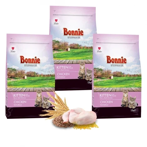 Bonnie Tavuklu Yavru Kedi Maması 1,5 Kg x 3 Adet ürün görseli 1