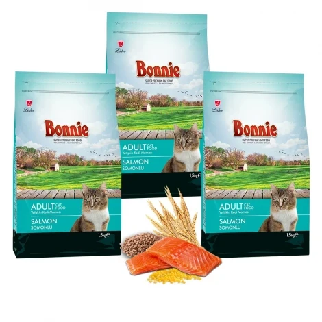 Bonnie Somonlu Yetişkin Kedi Maması 1,5 Kg x 3 Adet ürün görseli 1