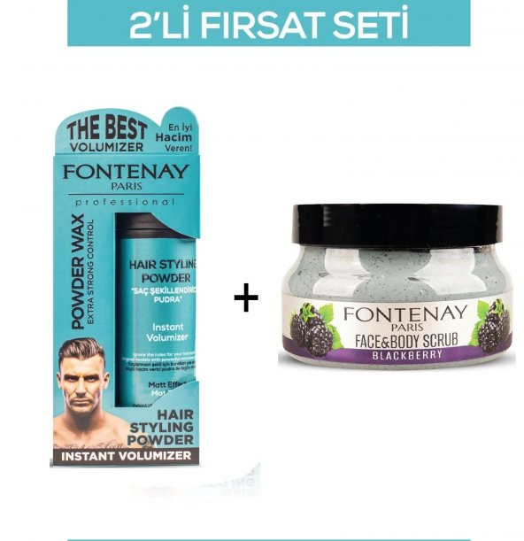 Fontenay Pudra Toz Wax Mavi 20gr + Face And Body Peeling Scrub Yüz Maskesi Böğürtlen 350ml 2Li Set ürün görseli 1
