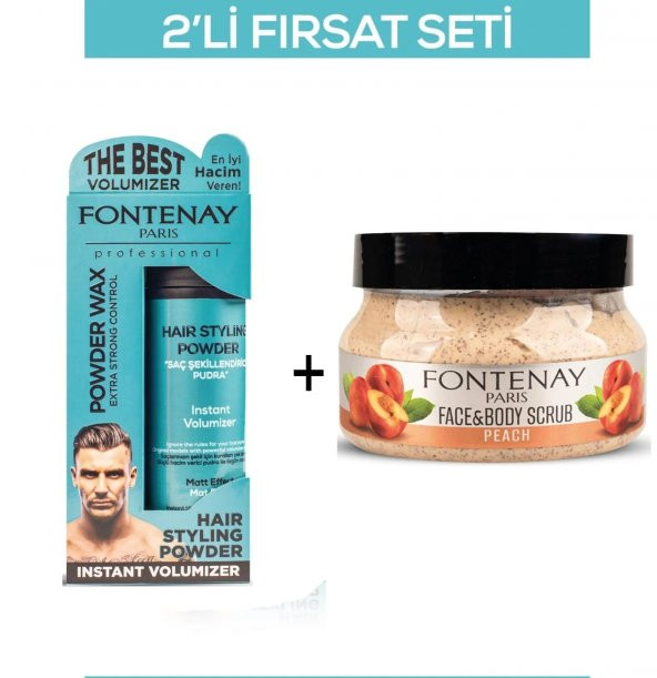 Fontenay Pudra Toz Wax Mavi 20gr + Face And Body Peeling Scrub Yüz Maskesi Şeftali 350ml 2Li Set ürün görseli 1