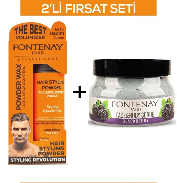 Fontenay Pudra Toz Wax Turuncu 20gr+Face And Body Peeling Scrub Yüz Maskesi Böğürtlen 350ml 2Li Set ürün görseli 1