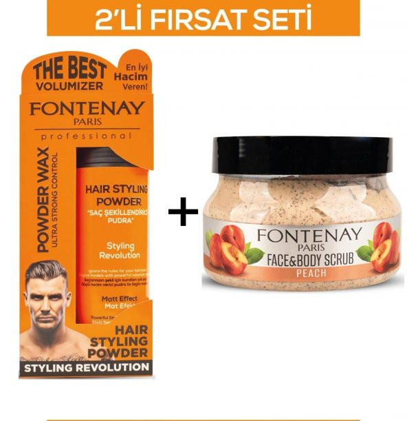Fontenay Pudra Toz Wax Turuncu 20gr + Face And Body Peeling Scrub Yüz Maskesi Şeftali 350ml 2Li Set ürün görseli 1
