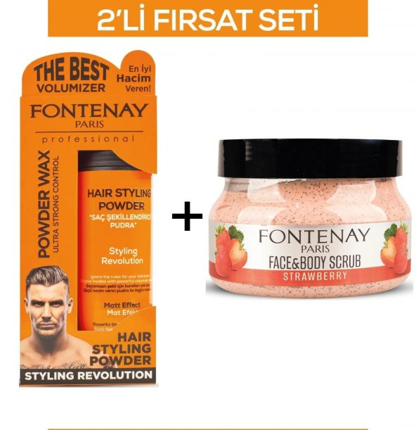 Fontenay Pudra Toz Wax Mavi 20gr + Face And Body Peeling Scrub Yüz Maskesi Çilek 350ml 2Li Set ürün görseli 1
