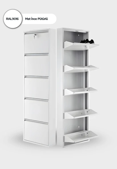 Beyaz Kilitli Metal Ayakkabılık   MAC5 - 5 Kapaklı - 50X15X169 h ürün görseli 1