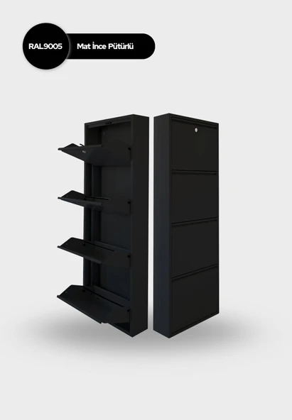 Siyah Kilitli Metal Ayakkabılık  MAC4 - 4 Kapaklı - 50X15X136 h ürün görseli 1