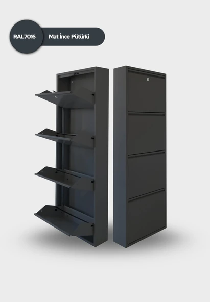 Antrasit Kilitli Metal Ayakkabılık   MAC4 - 4 Kapaklı - 50X15X136 h ürün görseli 1