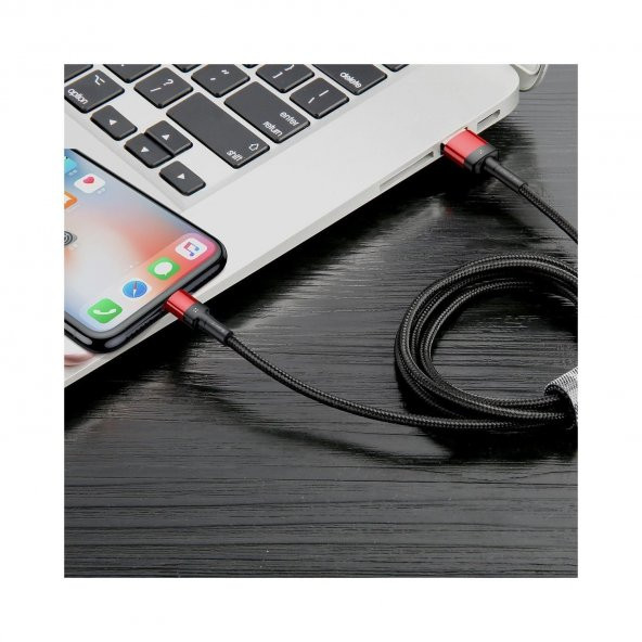 Baseus CALKLF-G91 Cafule 2.4 A Lightning 1 Metre Şarj Kablosu Kırmızı - Resim 5