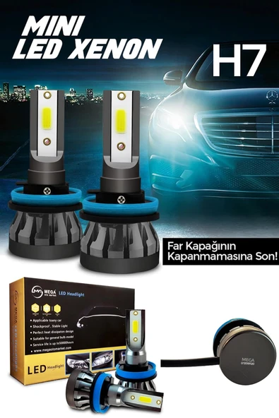 Slim Led Xenon Şimşek Etkili Mini Beyaz H7 Kapak Kapanma Garantili ürün görseli 1