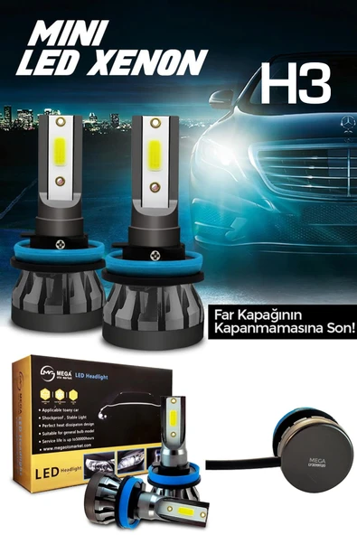 Slim Led Xenon Şimşek Etkili Mini Beyaz H3 Kapak Kapanma Garantili ürün görseli 1