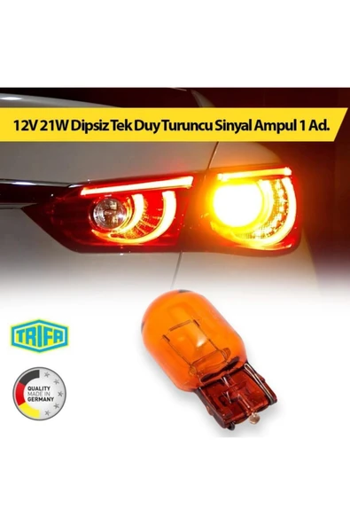 12v 21w Dipsiz Tek Duy Turuncu Sinyal Ampul T20 Trifa 1 Ad. 81781 ürün görseli 1