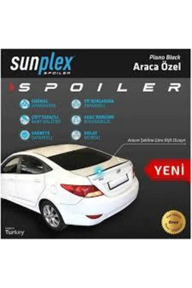 Piano Black Bagaj Üstü Spoiler Hyundai Accent Blue 2011-2018 ile uyumlu ürün görseli 1