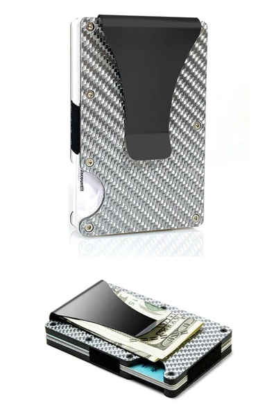 Cüzdan Kartlık Kredi Kartı Cüzdanı Metal Karbon Silver ürün görseli 1