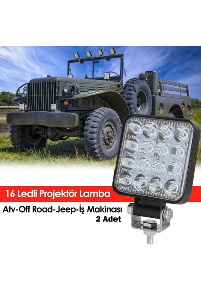 16 Ledli Projektör Lamba Atv Off Road Jeep-Iş Makinası 2 Adet ürün görseli 1