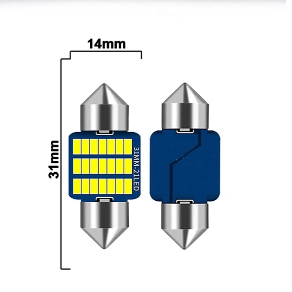 Sofit Led Canbus 31mm Iç Aydınlatma Plaka Lamba T10 21 Led 2 Adet ürün görseli 1