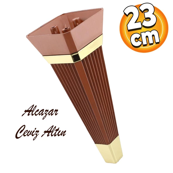 Alcazar Lüks Mobilya Kanepe Tv Ünitesi Koltuk Ayağı Konsol Ayakları 23 Cm Ceviz Altın ürün görseli 1