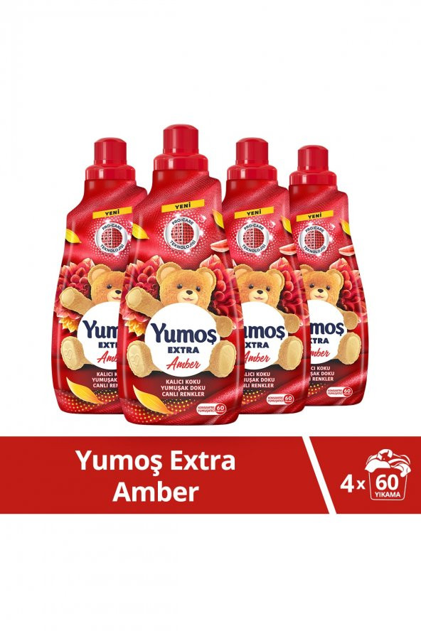 Yumoş Extra Konsantre Çamaşır Yumuşatıcısı Amber 1440 Ml 60 Yıkama 4adet ürün görseli 1