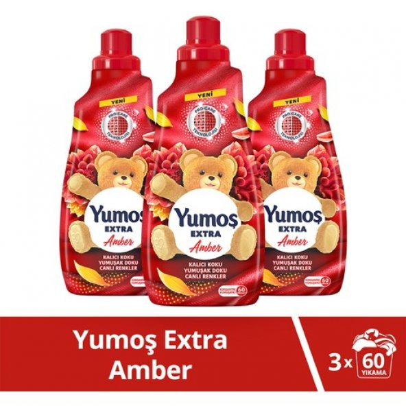 Yumoş Extra Konsantre Çamaşır Yumuşatıcısı Renkliler Için Amber 60 Yıkama 1440 ml X3 Adet ürün görseli 1