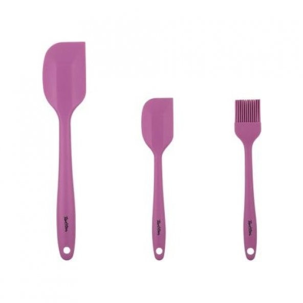 Tantitoni Vişne Renkli 3lü Silikon Spatula Ve Fırça Seti ürün görseli 1