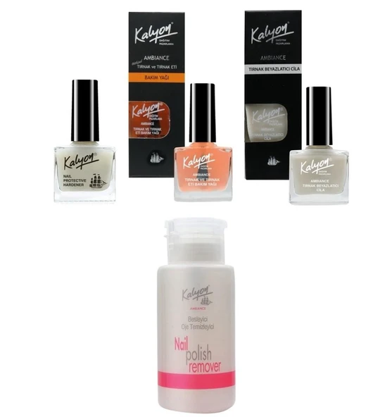 Kalyon Tırnak Setleştirici+Bakım Yağı+Beyzalatıcı Cila+Pompalı Aseton 200Ml ürün görseli 1