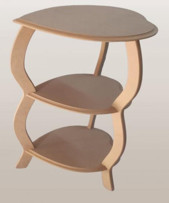 Hobi Adn 90259 Dekoratif Kalpli Fiskos Sehpa Ahşap MDF HAM CNC Kesim 3Raf El Yapı ürün görseli 1