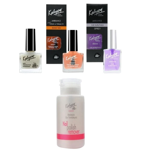 Kalyon Tırnak Setleştirici+Bakım Yağı+Oje Kurutucu Sprey 17Ml+Pompalı Aseton 200Ml ürün görseli 1