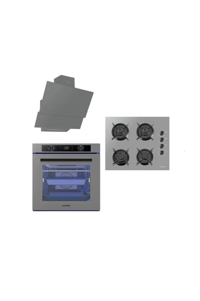 Luxell 88 Litre Platinium 9+1 Program Metalik Gri Ankastre Set ürün görseli 1
