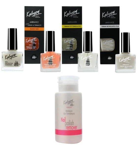 Kalyon Tırnak Setleştirici+Bakım Yağı+Et Temizleyici+Beyzalatıcı Cila+Pompalı Aseton 200Ml ürün görseli 1