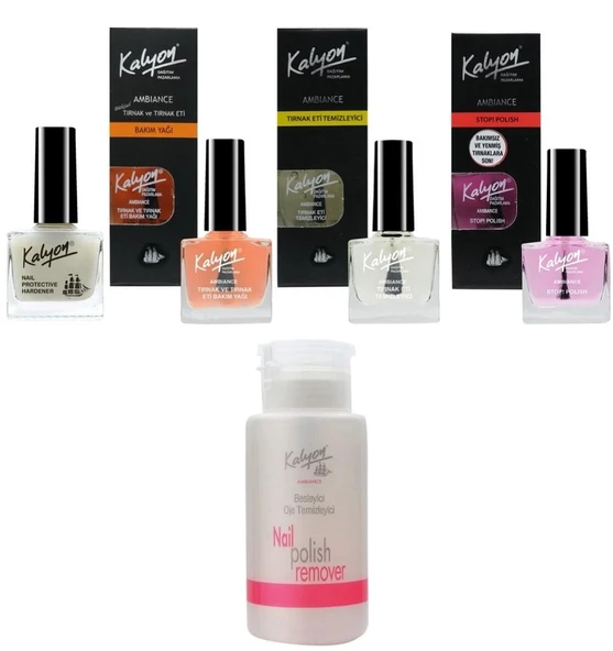 Kalyon Tırnak Setleştirici+Bakım Yağı+Et Temizleyici+Acı Cila+Pompalı Aseton 200Ml ürün görseli 1