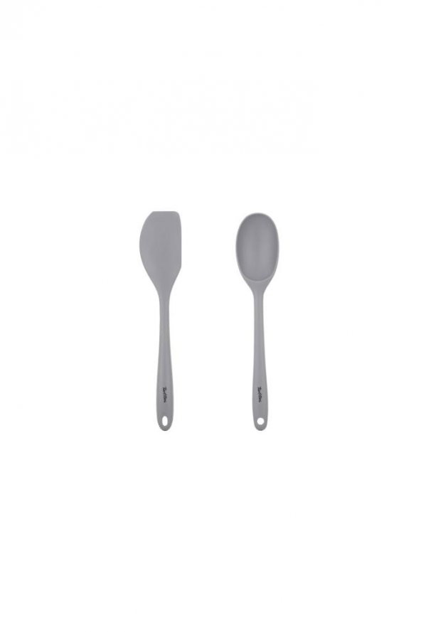 Tantitoni Gri Renkli Silikon Büyük Kaşık Ve Spatula Seti ürün görseli 1