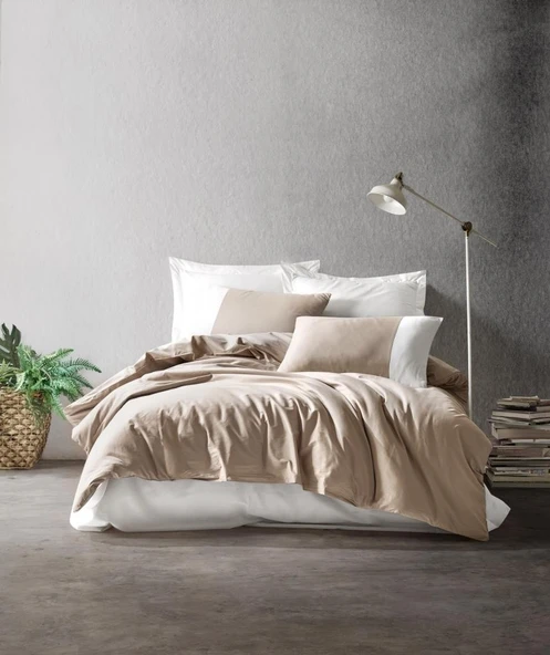 Cotton Box Plain Çift Kişilik Nevresim Takımı Vizon Krem ürün görseli 1