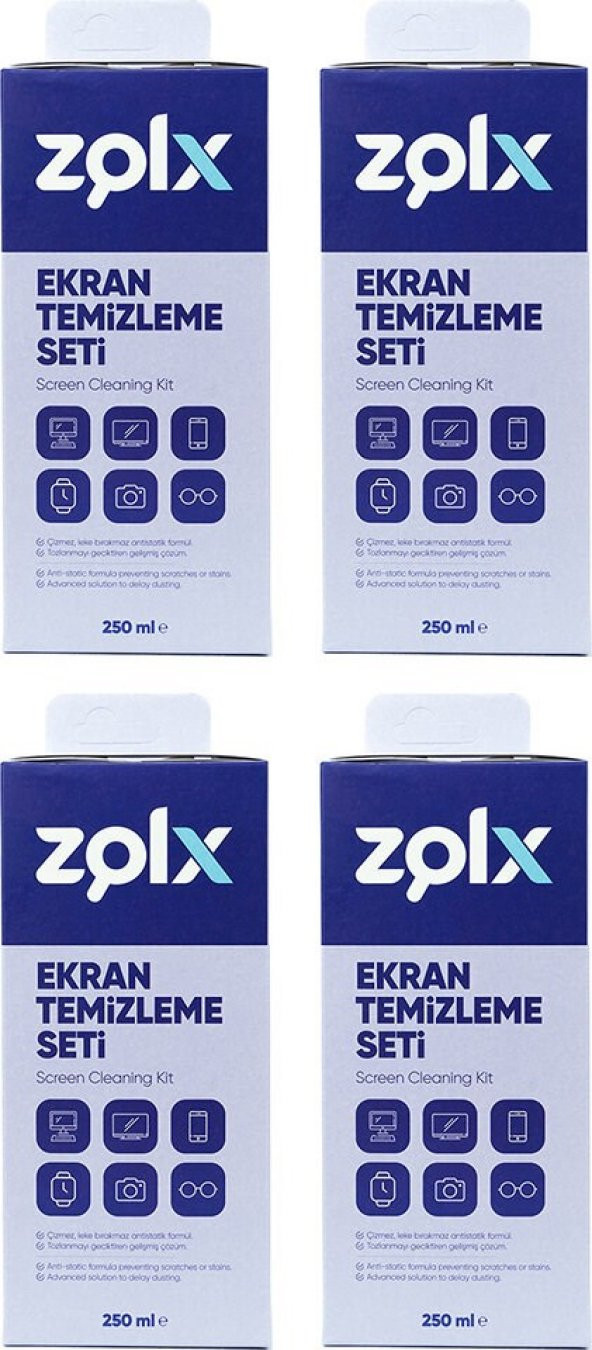 Zolx Ekran Temizleme Seti 250ML * 4 Adet ( Mikrofiber Bez ) ürün görseli 1