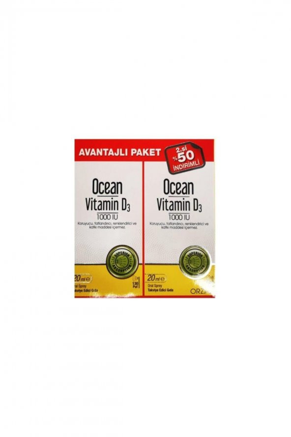 Ocean Vitamin D3 1000 Iu Sprey 20 Ml 2'li Avantaj Paket ürün görseli 1