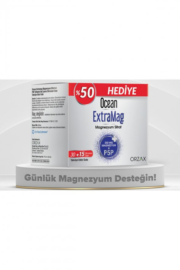 Ocean ExtraMag Magnezyum Sitrat 30+15 Saşe ürün görseli 1