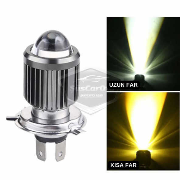 Otomobil Araç Motosiklet Mercekli Far Ampulü Led Far Çift Renk Sarı-Beyaz CSP Led Lamba Delici Yayıcı Uzun Kısa 1 Adet H4 ürün görseli 1