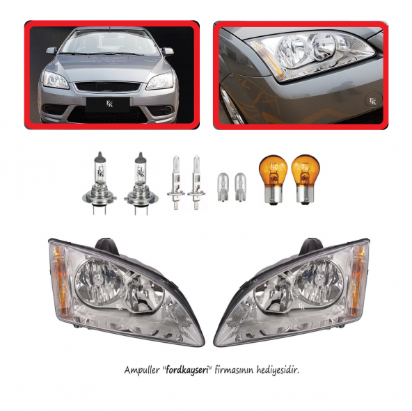 Ford Focus 2 Ön Far Lamba Beyaz Zemin Sağ Sol Takım 20052008 ürün görseli 1