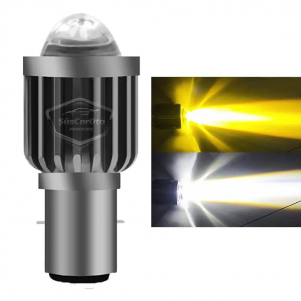 Otomobil Araç Motosiklet Mercekli Far Ampulü Led Far Çift Renk Sarı-Beyaz CSP Led Lamba Delici Yayıcı S2 Uzun Kısa 1 Adet BA20D H6 ürün görseli 1