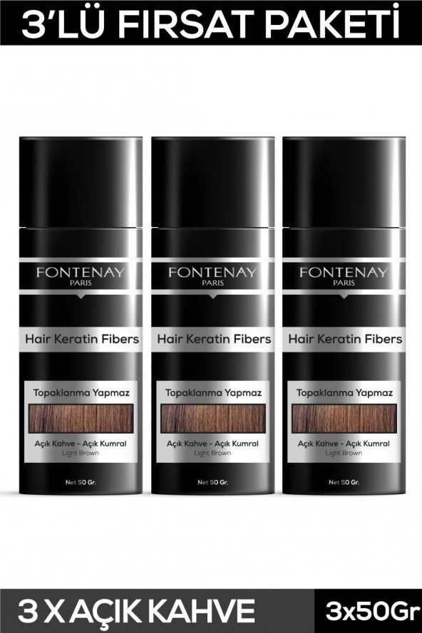 Fontenay Saç Dolgunlaştırıcı Keratin Fibers Açık Kahve Topik Saç Tozu 50gr X3 ürün görseli 1