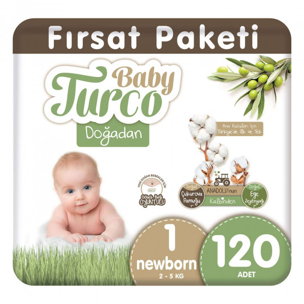 Baby Turco Doğadan 1 Numara Yenidoğan 120'li Bebek Bezi ürün görseli 1
