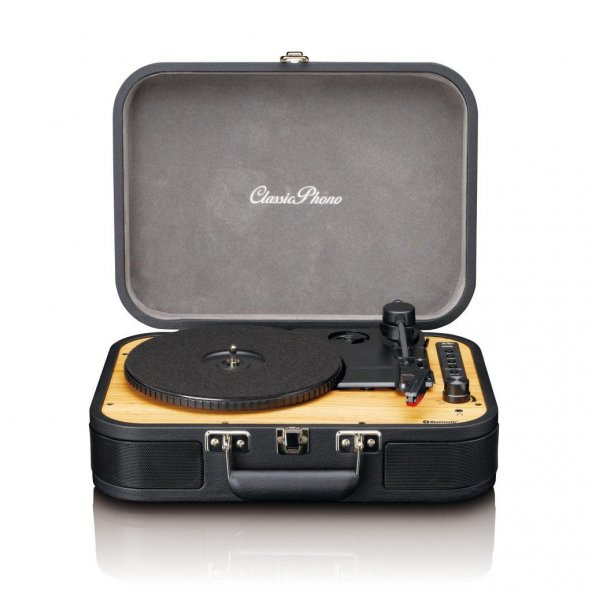 Lenco Classic Phono TT-116 BK Siyah Hoparlörlü Bluetoothlu Pikap Plak Çalar USBli MP3e Kayıt Özellikli ürün görseli 1