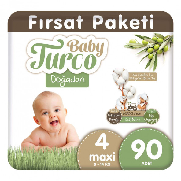 Baby Turco Doğadan Bebek Bezi 4 Numara 90 Adet ürün görseli 1