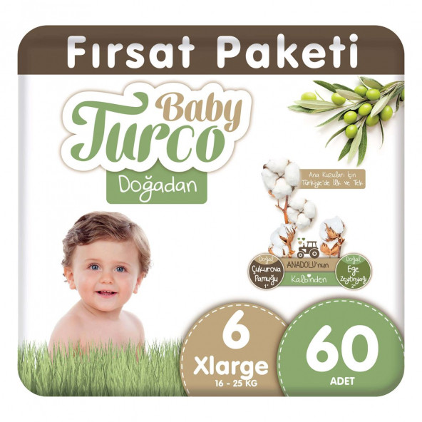 Baby Turco Doğadan Bebek Bezi 6 Numara 60 Adet ürün görseli 1