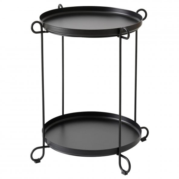 2 Katlı Tepsili Sehpa MeridyenDukkan 50x54 cm Siyah Renk Metal ürün görseli 1